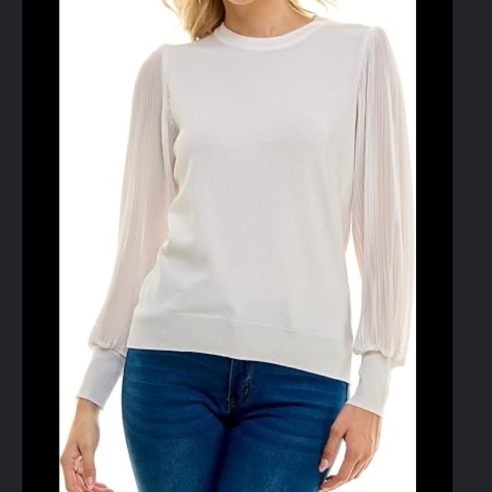 Contemporaine Par Simons Womens Cotton Blend Mock Neck Long Sleeve‎ Top - M